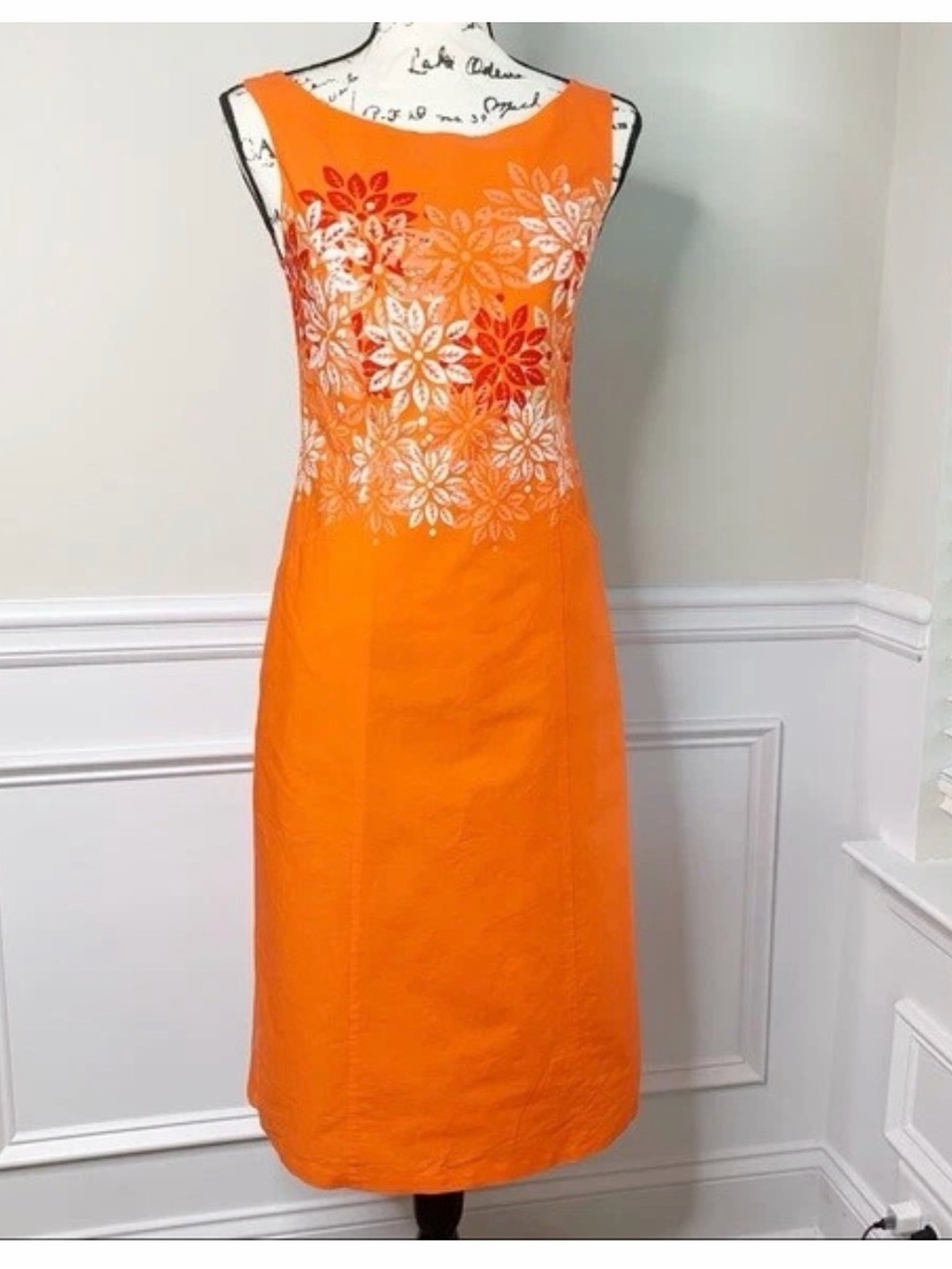 Pendleton Bright Orange Floral Midi Dress 4 - Picture 4 of 9